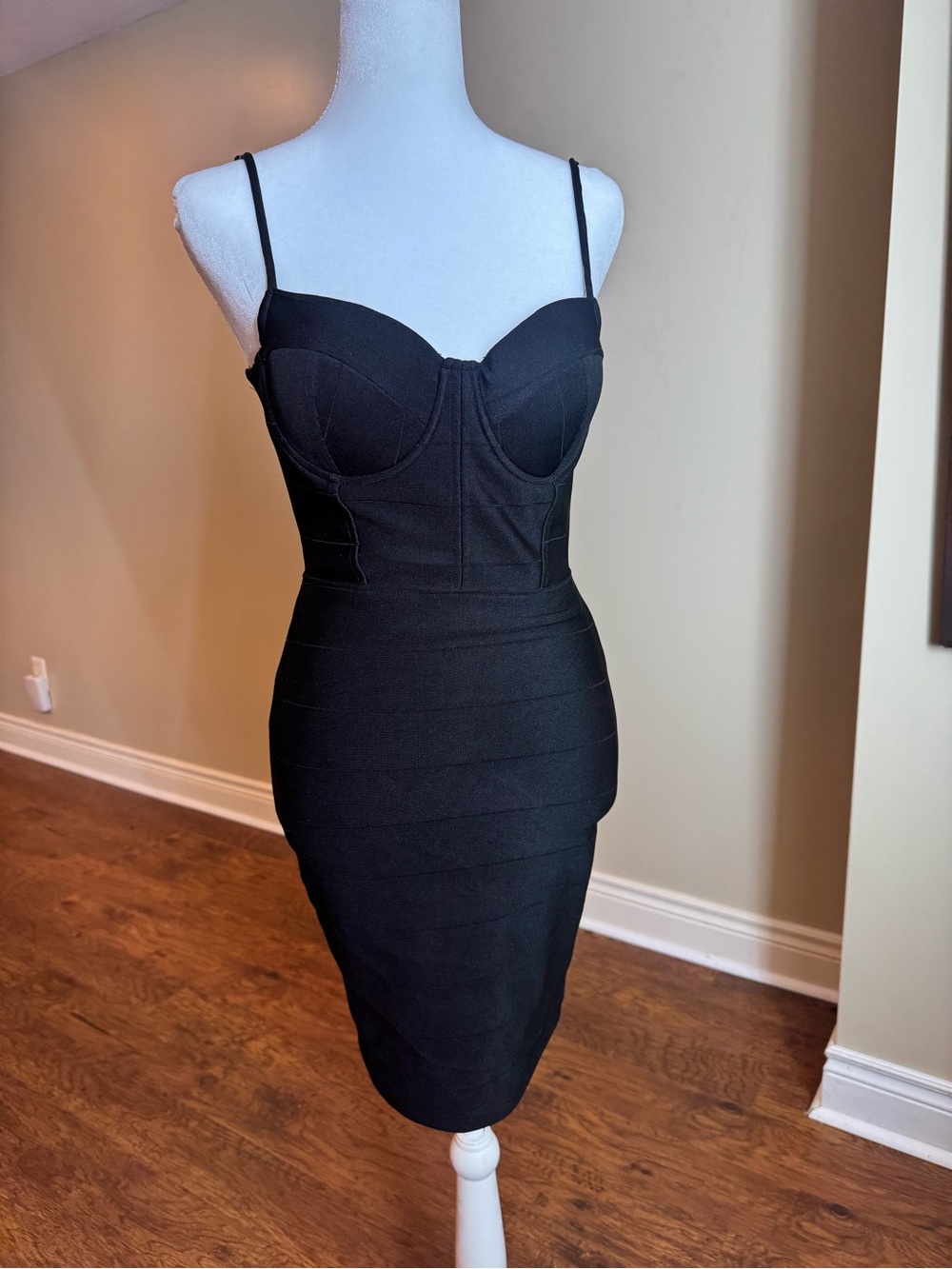 Haute Monde Black Bandage Bodycon Dress with Bustier Detail